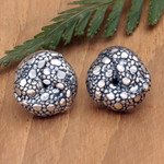 Sterling silver button earrings, 'Swirling Bubbles' - Bubble-Patterned Sterling Silver Button Earrings from Bali