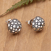 Sterling silver stud earrings, 'Bubbly Style' - Bubble-Patterned Sterling Silver Stud Earrings from Bali
