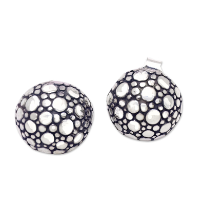 Sterling silver stud earrings, 'Bubbly Style' - Bubble-Patterned Sterling Silver Stud Earrings from Bali