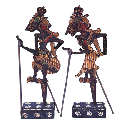 Schattenpuppen aus Holz, „Göttliches Paar“ - Handgefertigte Rama- und Sita-Schattenpuppen aus Klepu-Holz (2er-Set)