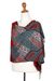 Batik rayon shawl, 'Passionate Oceans' - Handcrafted Red and Brown Batik Rayon Shawl from Java