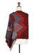 Batik rayon shawl, 'Passionate Oceans' - Handcrafted Red and Brown Batik Rayon Shawl from Java