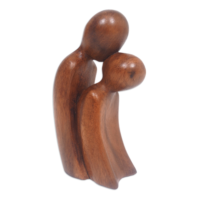 Escultura de madera - Escultura de madera de suar tallada a mano de padre e hijo