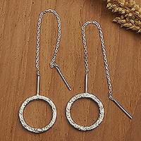 Sterling silver threader earrings, 'Round Memories'