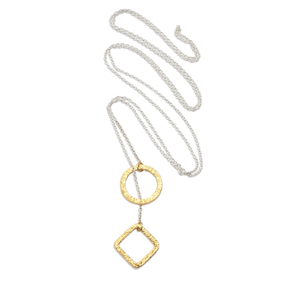 Lasso-Halskette mit Goldakzent - Moderne Lasso-Halskette aus Sterlingsilber mit 18-karätigem Goldakzent