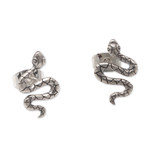 Sterling silver button earrings, 'Snake Prodigy' - Polished Snake-Shaped Sterling Silver Button Earrings