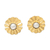 Aretes de botón de perlas cultivadas con baño de oro - Aretes de botón floral chapados en oro de 22 k con perlas grises