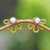 Ohrstecker aus vergoldeten Zuchtperlen - 22 Karat vergoldete Ohrjacken-Ohrringe mit grauen Perlen