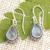 Rainbow moonstone dangle earrings, 'Harmonious Dew' - Rainbow Moonstone and Sterling Silver Dangle Earrings (image 2) thumbail