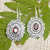 Garnet dangle earrings, 'Spring Commitment' - Traditional Floral Dangle Earrings with 1-Carat Garnet Gems (image 2) thumbail