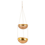 Coconut shell hanging planter, 'Natural Prosperity' - Handcrafted Coconut Shell Hanging Planter in a Natural Hue