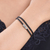 Pulsera de cordón con colgante de plata de ley - Brazalete de cordón de nailon negro con detalle de plata esterlina