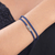 Sterling silver pendant cord bracelet, 'Navy Minimalism' - Navy Nylon Cord Bracelet with Sterling Silver Accent