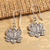 Pendientes colgantes de plata de ley - Aretes colgantes de plata esterlina en forma de loto de Bali