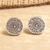 Sterling silver stud earrings, 'Chakra Shield' - Sterling Silver Stud Earrings with Floral and Chakra Motifs (image 2b) thumbail