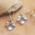 Garnet dangle earrings, 'Peaceful Bat' - Sterling Silver Bat Dangle Earrings with Garnet Stones (image 2) thumbail