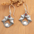 Garnet dangle earrings, 'Peaceful Bat' - Sterling Silver Bat Dangle Earrings with Garnet Stones (image 2b) thumbail