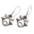 Garnet dangle earrings, 'Peaceful Bat' - Sterling Silver Bat Dangle Earrings with Garnet Stones (image 2c) thumbail