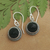 Onyx dangle earrings, 'Guardian Gaze' - Dangle Earrings with Onyx Cabochons and Braided Motifs (image 2) thumbail