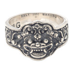 Men's sterling silver cocktail ring, 'Barong Soul' - Men's Barong-Themed Sterling Silver Cocktail Ring from Bali