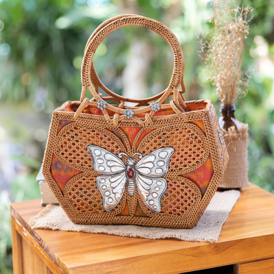 Timeless Handmade Boho Chic Shell Rattan Bag Basket - Feel Good Decor