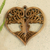 Wood relief panel, 'Heart of the Earth' - Hand-Carved Heart-Shaped Tree Suar Wood Relief Panel