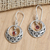 Garnet dangle earrings, 'Baturiti Garden in Red' - Sterling Silver Dangle Earrings with Swaying Garnet Stone