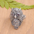Amethyst cocktail ring, 'Purple Baby Owl' - Amethyst and Sterling Silver Owl Cocktail Ring from Bali (image 2) thumbail