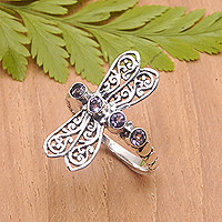 Amethyst cocktail ring, 'Purple Dragonfly'