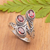 Garnet cocktail ring, 'Flaming Roots' - Sterling Silver Cocktail Ring with Faceted Garnet Stones (image 2) thumbail
