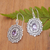 Amethyst dangle earrings, 'Blooming Chakra' - Sterling Silver Chakra Flower Dangle Earrings with Amethysts (image 2) thumbail