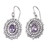 Amethyst dangle earrings, 'Blooming Chakra' - Sterling Silver Chakra Flower Dangle Earrings with Amethysts thumbail