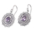 Amethyst dangle earrings, 'Blooming Chakra' - Sterling Silver Chakra Flower Dangle Earrings with Amethysts (image 2b) thumbail