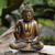 Holzskulptur - Meditierende Buddha-Skulptur aus Holz, von Hand geschnitzt und bemalt