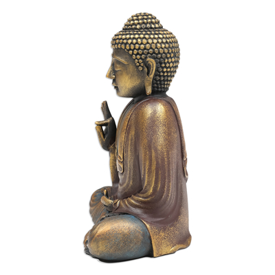 Escultura de madera - Buda Meditando Escultura en Madera Tallada y Pintada a Mano