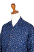 Camisa de hombre de algodón batik - Camisa con cuello de algodón batik para hombre hecha a mano en tonos azules