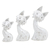 Estatuillas de madera, (juego de 3) - Juego de 3 estatuillas de gato de madera de Albesia blanca hechas a mano