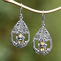 Citrine dangle earrings, 'Joy of My Life' - Traditional Dangle Earrings with Faceted Citrine Gemstones