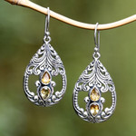 Citrine dangle earrings, 'Joy of My Life' - Traditional Dangle Earrings with Faceted Citrine Gemstones