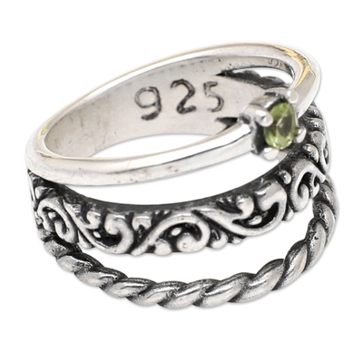 anillo de peridoto con una sola piedra - Anillo tradicional de una sola piedra con joya de peridoto facetado