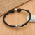 Pulsera de cordón con colgante de plata de ley - Pulsera Ajustable de Cordón de Nylon Negro con Colgante Pulido