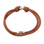 Sterling silver pendant cord bracelet, 'Brown Sparkle' - Adjustable Brown Nylon Cord Bracelet with Polished Pendant