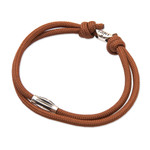 Sterling silver pendant cord bracelet, 'Brown Sparkle' - Adjustable Brown Nylon Cord Bracelet with Polished Pendant