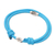 Pulsera de cordón con colgante de plata de ley - Brazalete ajustable de cordón de nailon azul cielo con detalles pulidos