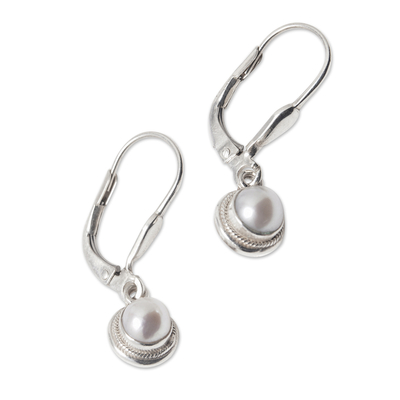 Cultured pearl dangle earrings, 'Exquisite Allure' - Sterling Silver Dangle Earrings with Cultured Pearls