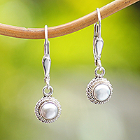 Cultured pearl dangle earrings, 'Exquisite Glam' - Sterling Silver Dangle Earrings with Grey Cultured Pearls