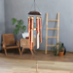 Bamboo and coconut shell wind chime, 'Island Rhythm' - Bamboo and Coconut Shell Wind Chime Handmade in Bali