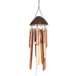 Bamboo and coconut shell wind chime, 'Island Rhythm' - Bamboo and Coconut Shell Wind Chime Handmade in Bali