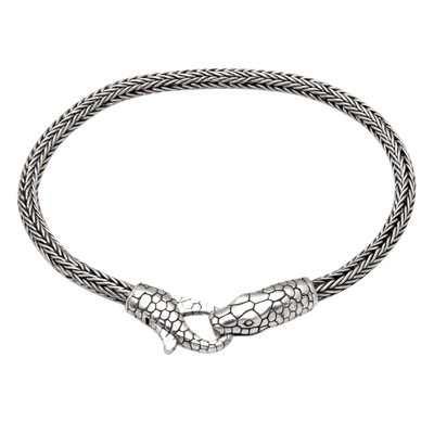 Pulsera serpiente de plata de ley - Pulsera de cadena Naga de plata esterlina con colgante de serpiente
