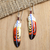 Garnet beaded dangle earrings, 'Courage Feathers' - Handcrafted Red Feather Dangle Earrings with Garnet Beads